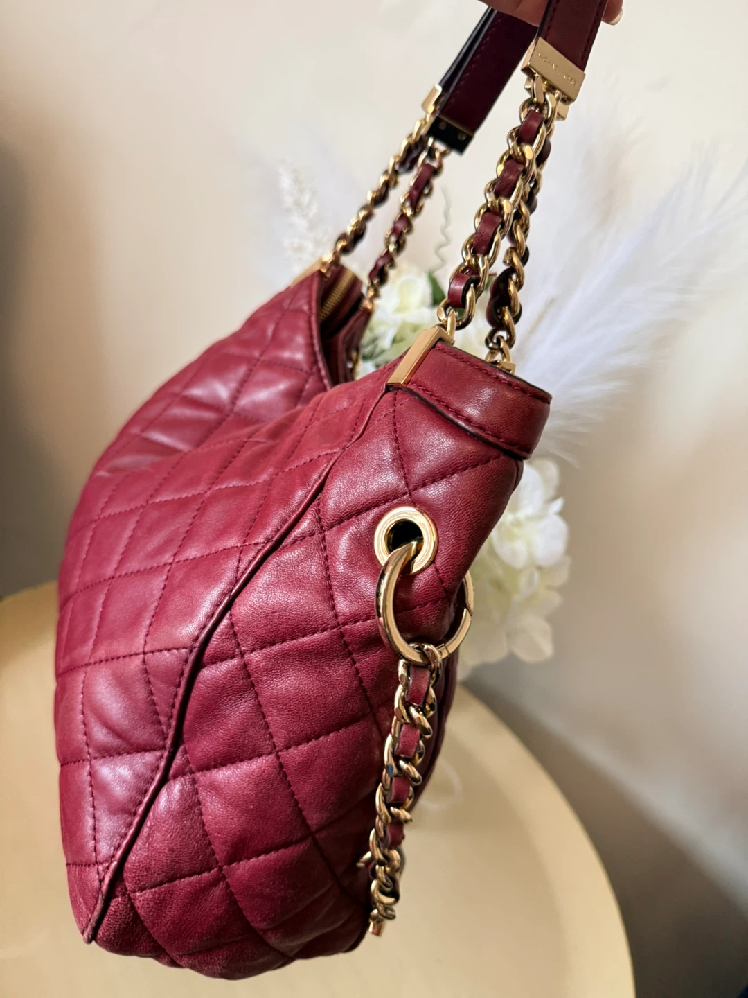 Michael Kors Quilted Leather Shoulder Bag - Burgundy - photo 4