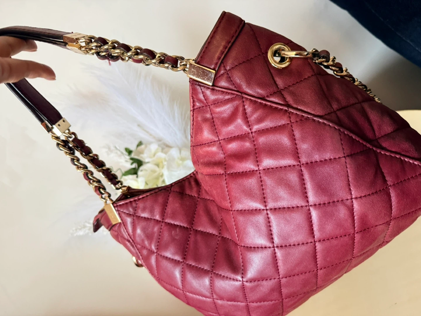 Michael Kors Quilted Leather Shoulder Bag - Burgundy - photo 3