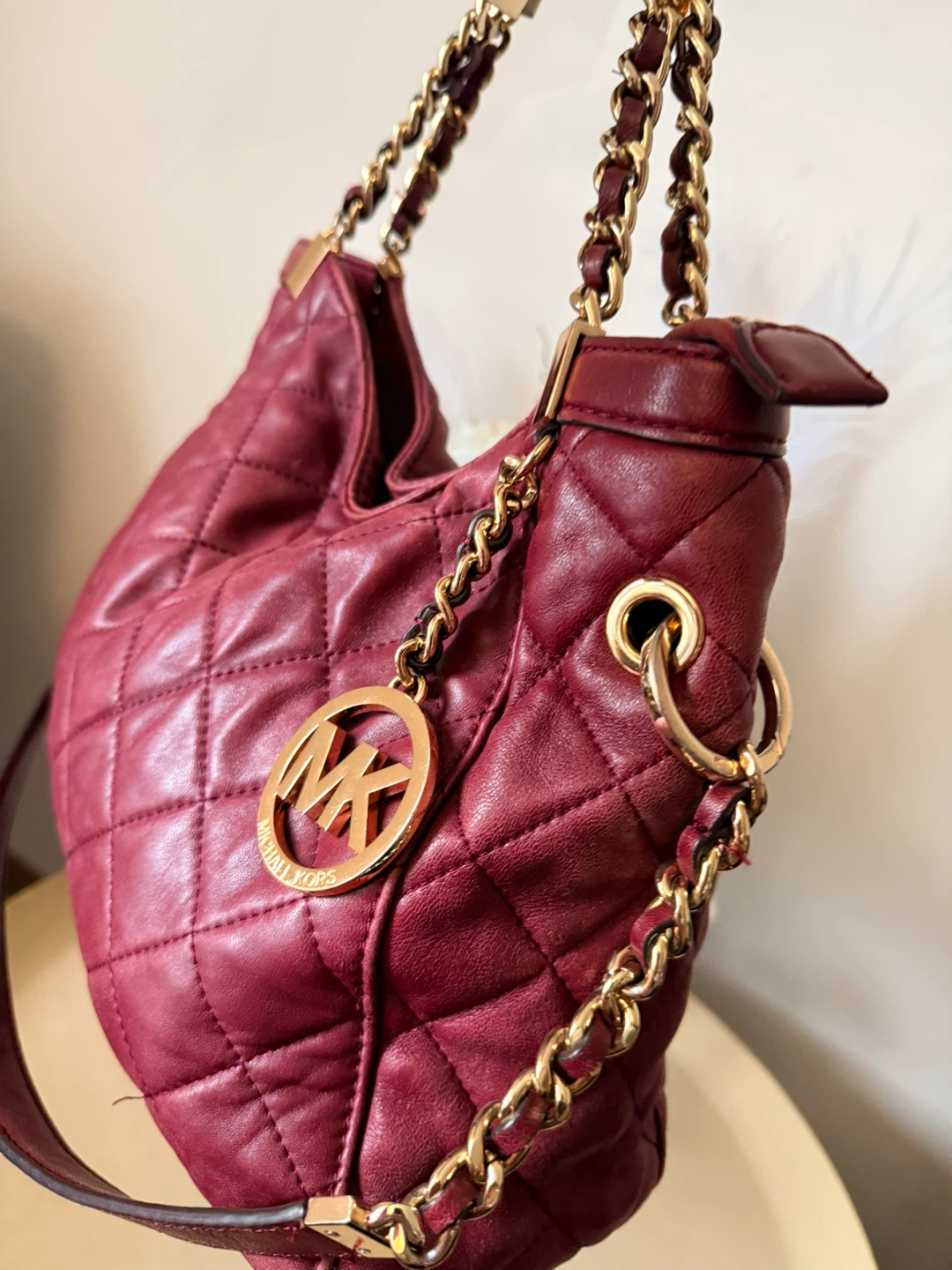 Michael Kors Quilted Leather Shoulder Bag - Burgundy - photo 5
