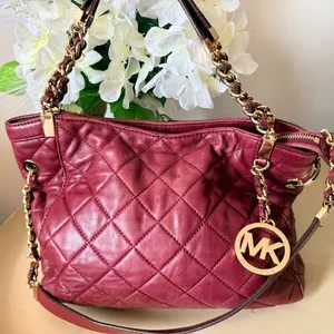 Michael Kors Quilted Leather Shoulder Bag - Burgundy