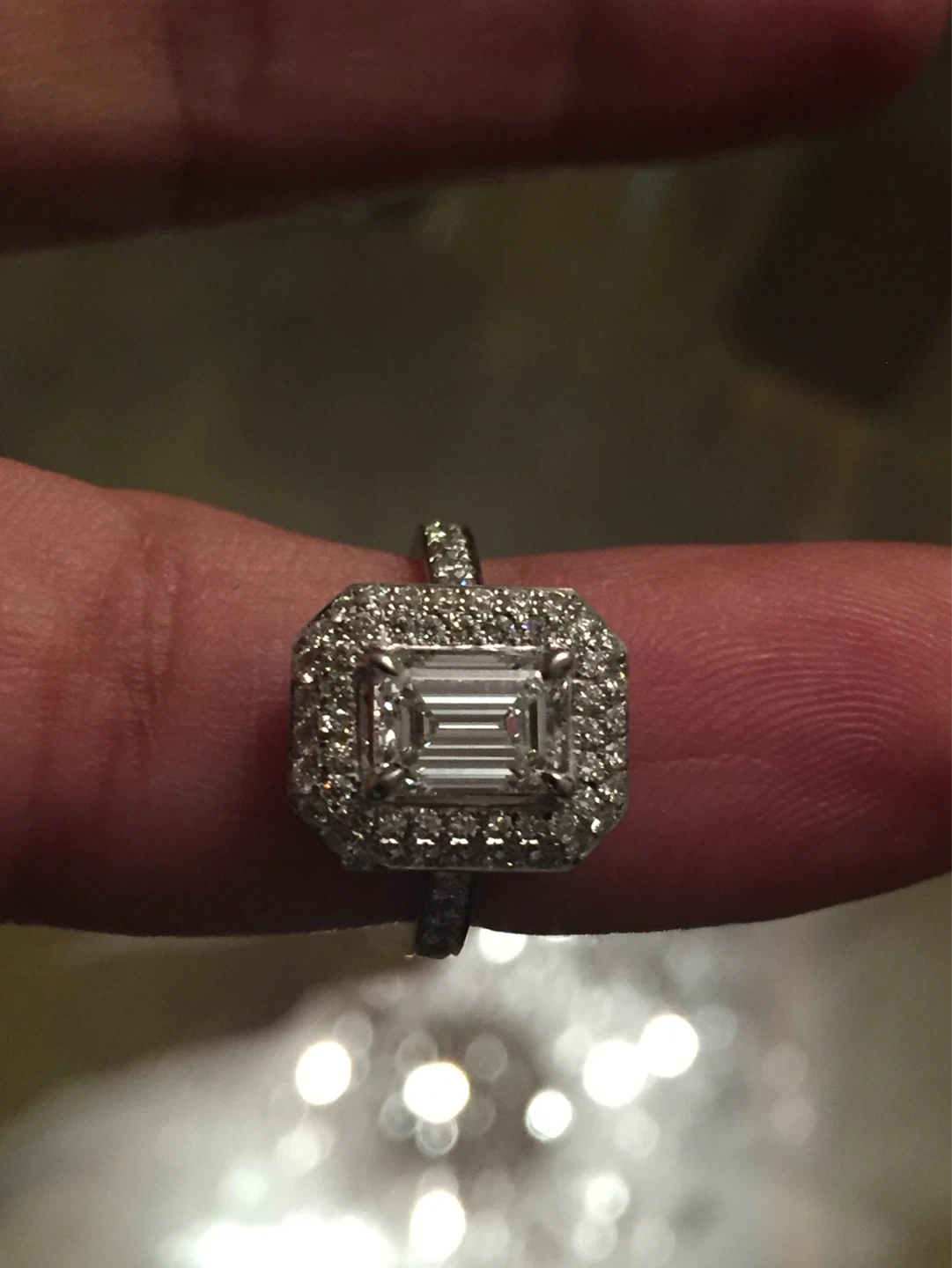 Emerald Cut Diamond Halo Ring