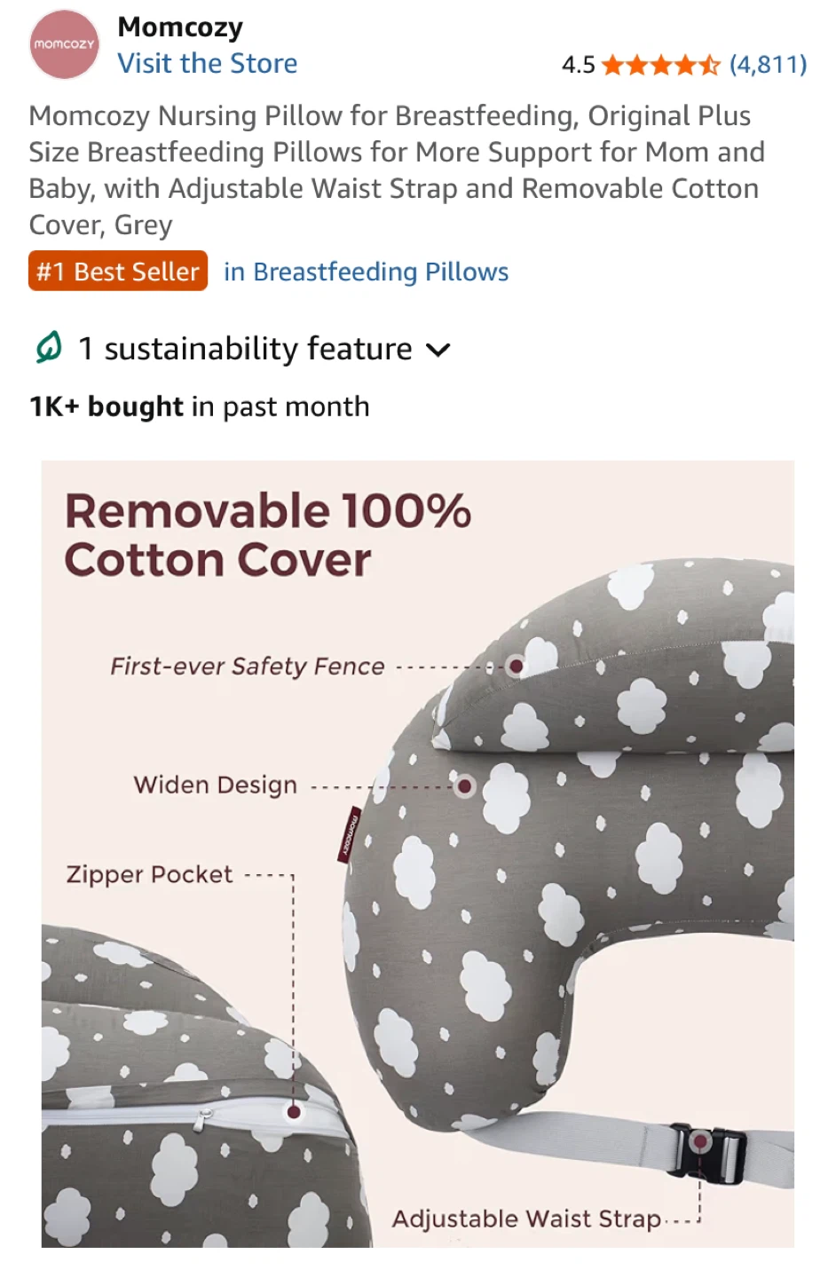 Momcozy Nursing Pillow for Breastfeeding
