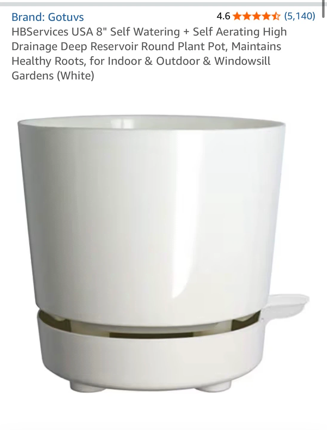 Gotuvs 8" Self Watering Plant Pot - White