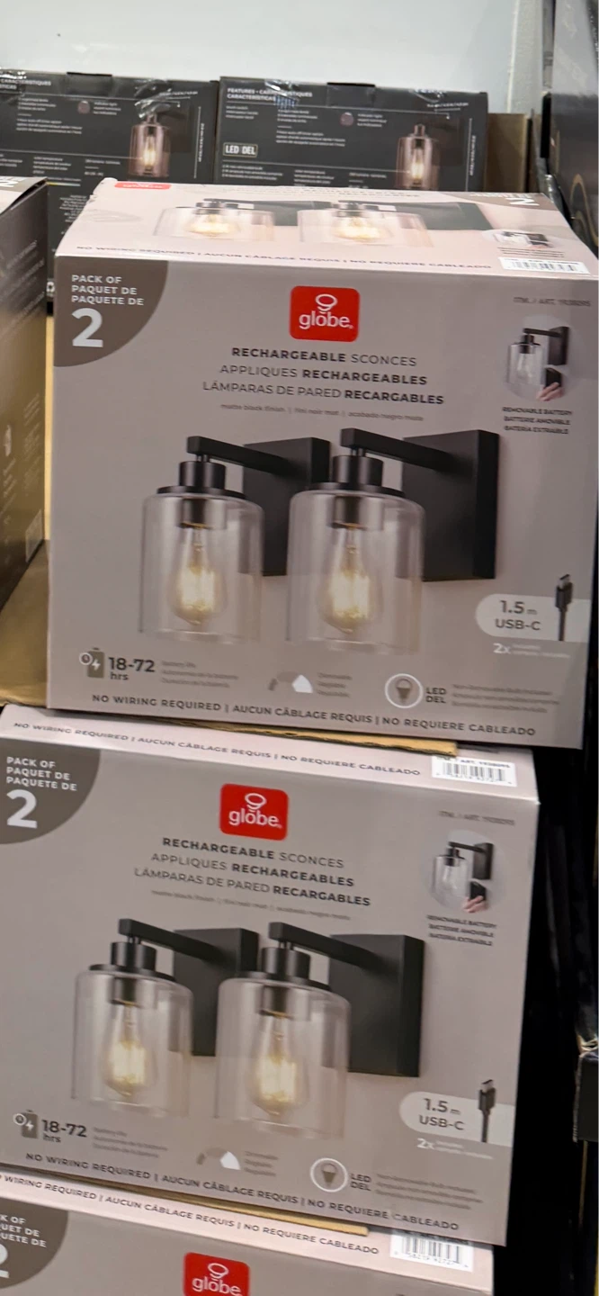 Globe Rechargeable LED Sconces - 2 Pack