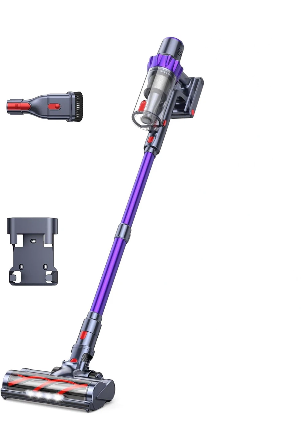 Purple Cordless Stick Vacuum Cleaner with Accessories