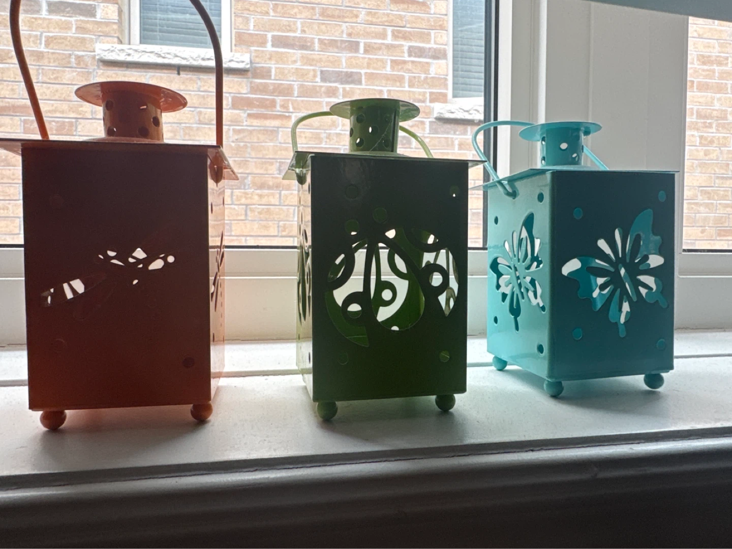 Set of 3 Decorative Lanterns - Orange, Green, Teal - photo 2