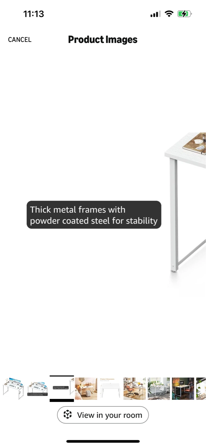 31" x 16" x 29" White Metal Frame Desk - photo 2