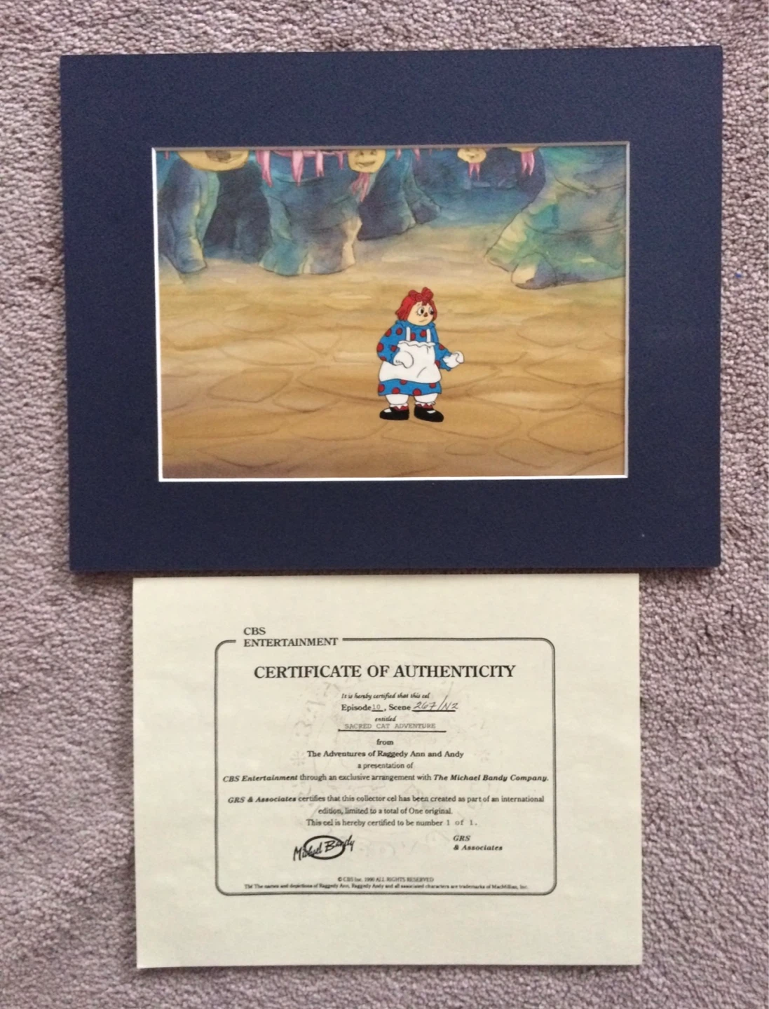 Raggedy Ann & Andy Animated Cel - Sacred Cat Adventure
