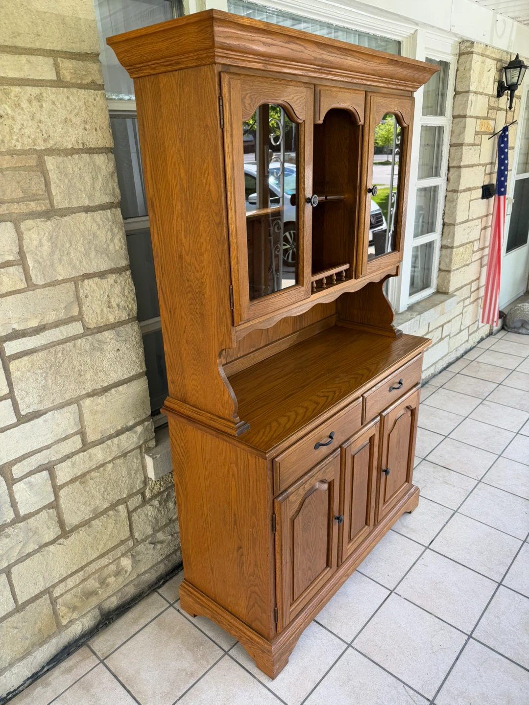 Oak Cabinet with Glass Doors - photo 4