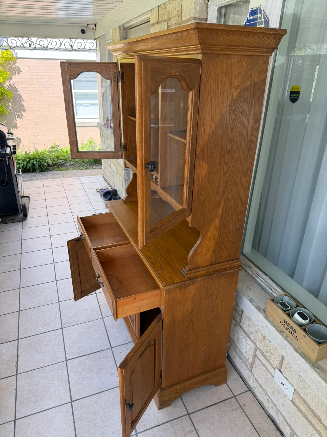 Oak Cabinet with Glass Doors - photo 5