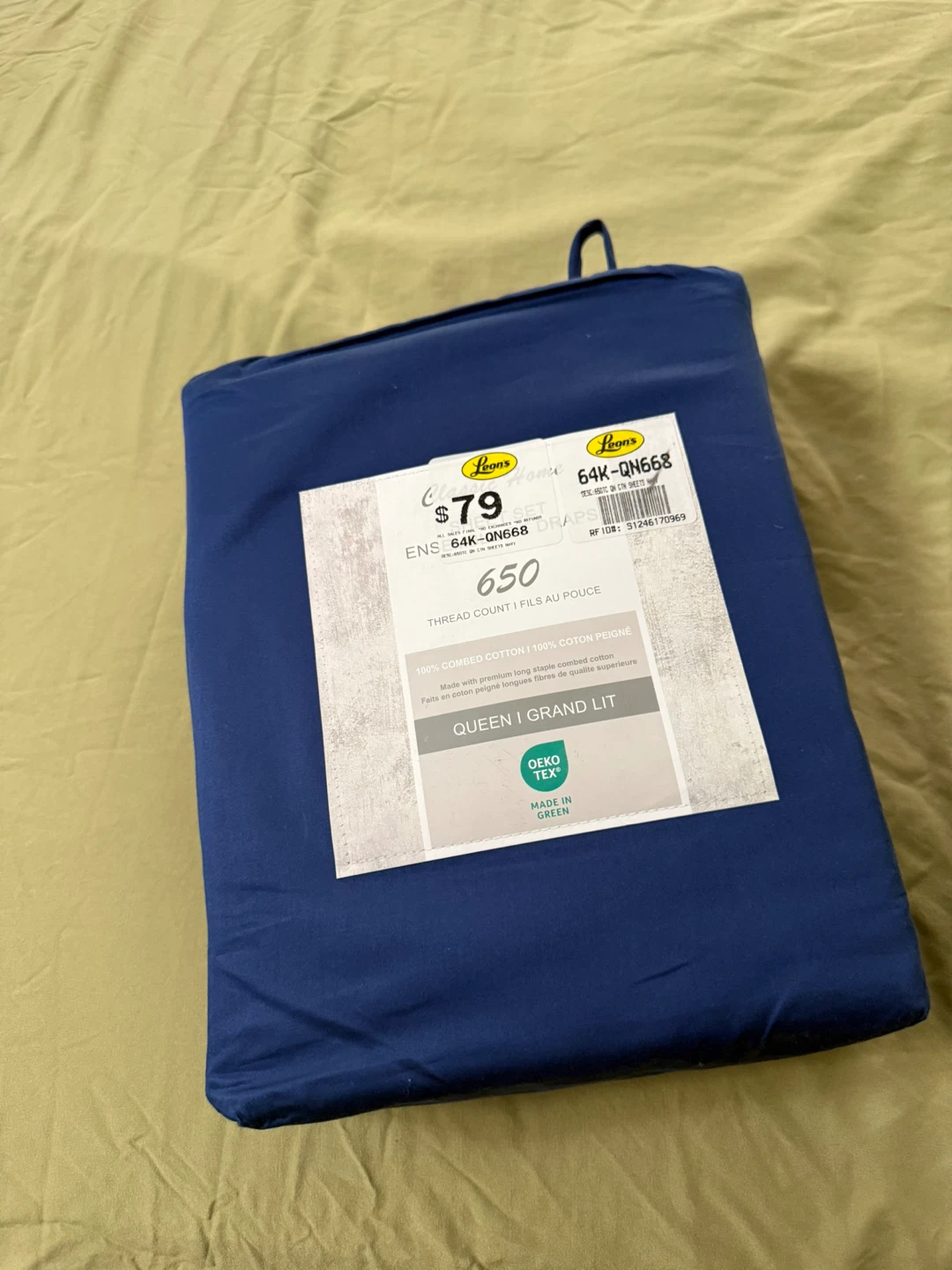 Classic Home 650 Thread Count Queen Sheet Set - Navy