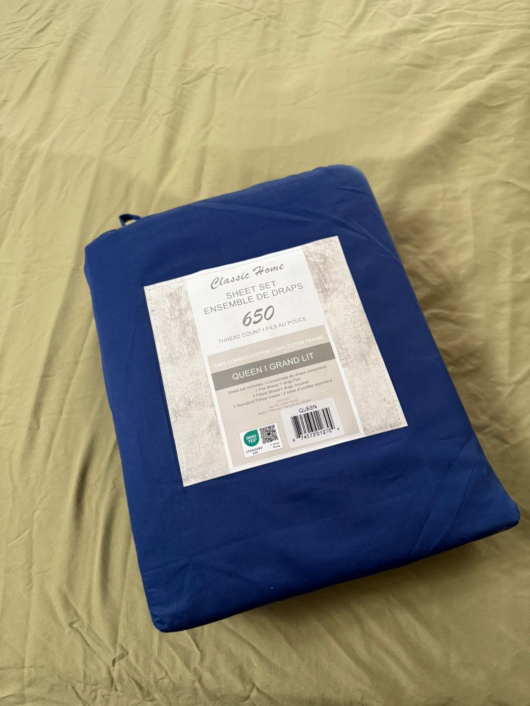 Classic Home 650 Thread Count Queen Sheet Set - Navy - photo 2
