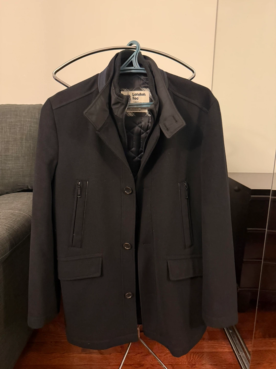London Fog Men’s Peacoat, Black (42R, Regular)