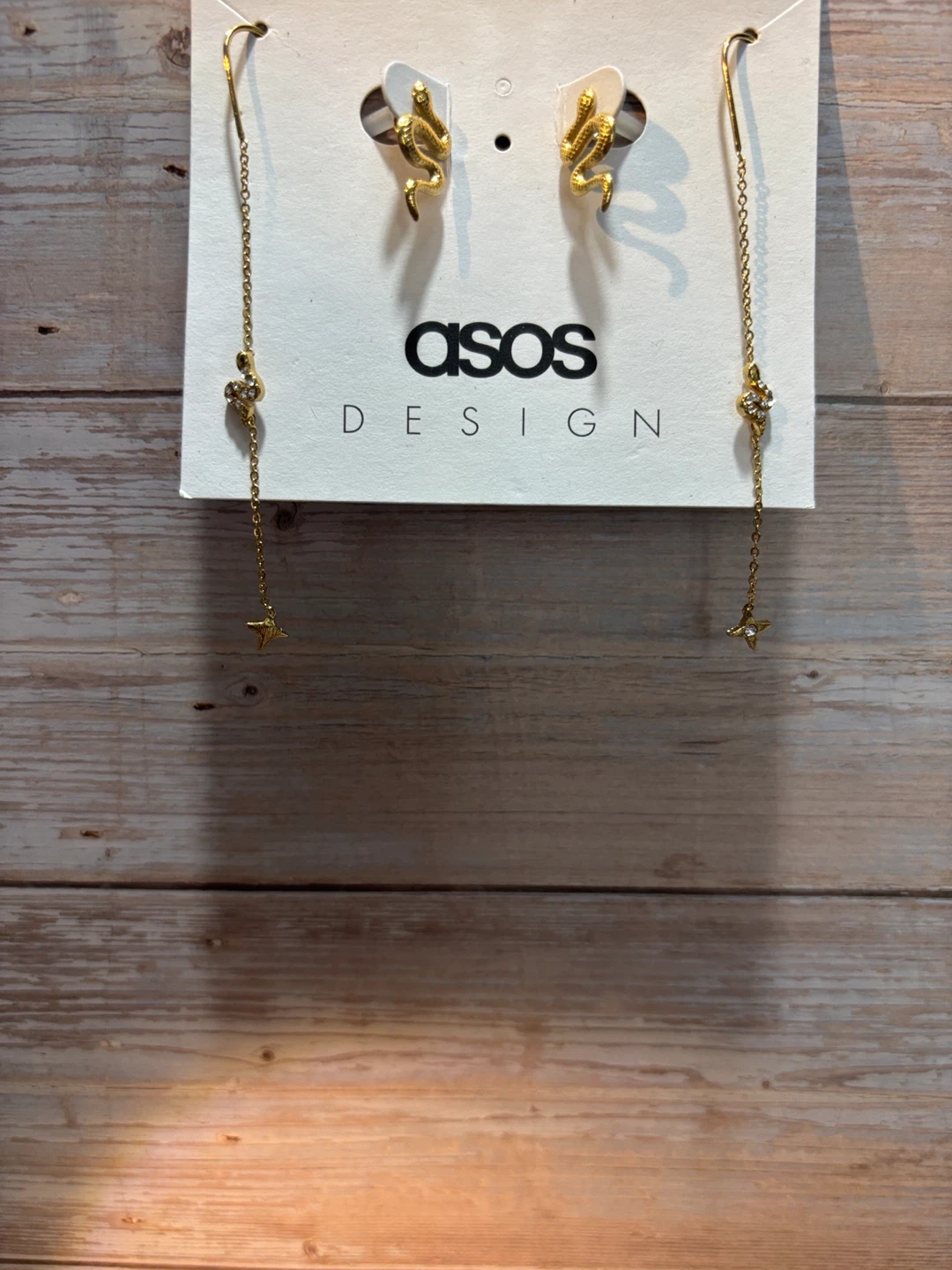 ASOS DESIGN Gold Snake Drop Earrings
