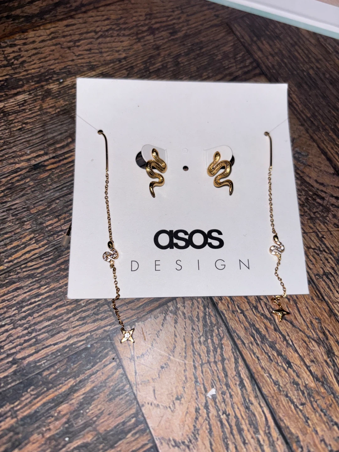 ASOS DESIGN Gold Snake Drop Earrings - photo 2