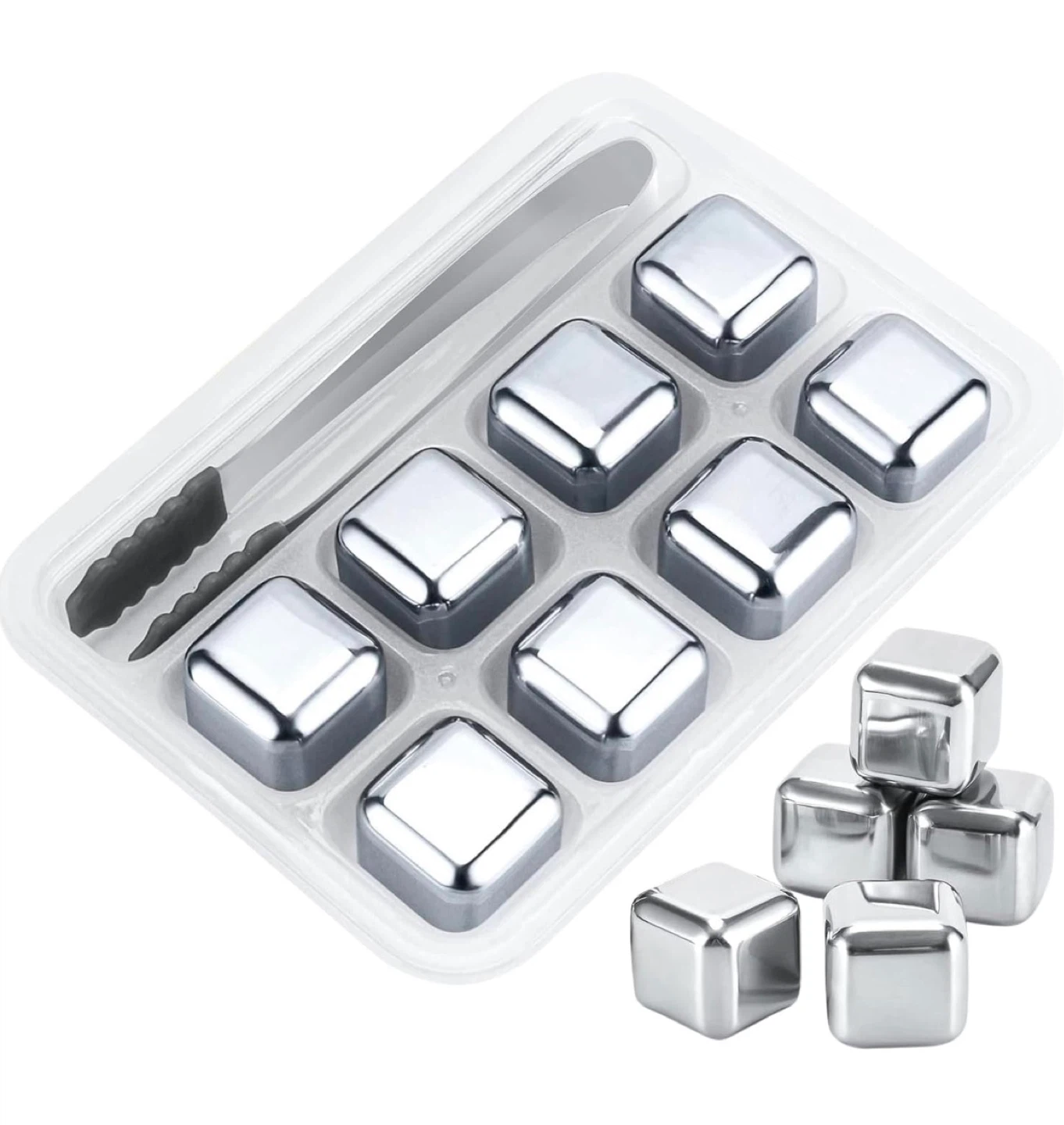 Stainless Steel Whiskey Stones with Tongs & Case