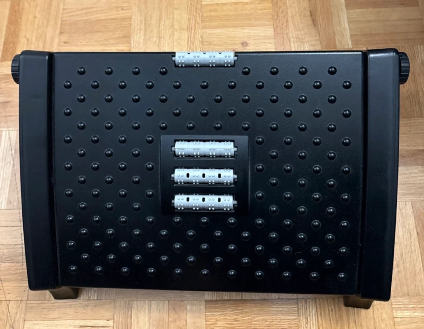 Black Footrest with Massage Rollers