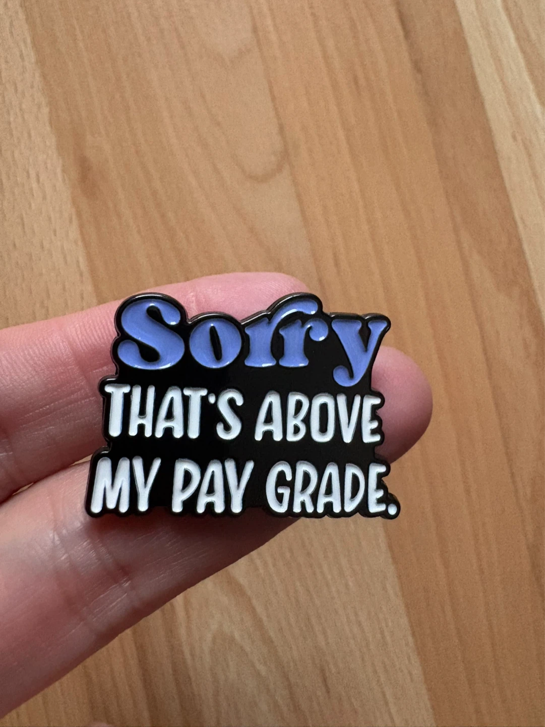 “Sorry that’s above my pay grade” Enamel Pin