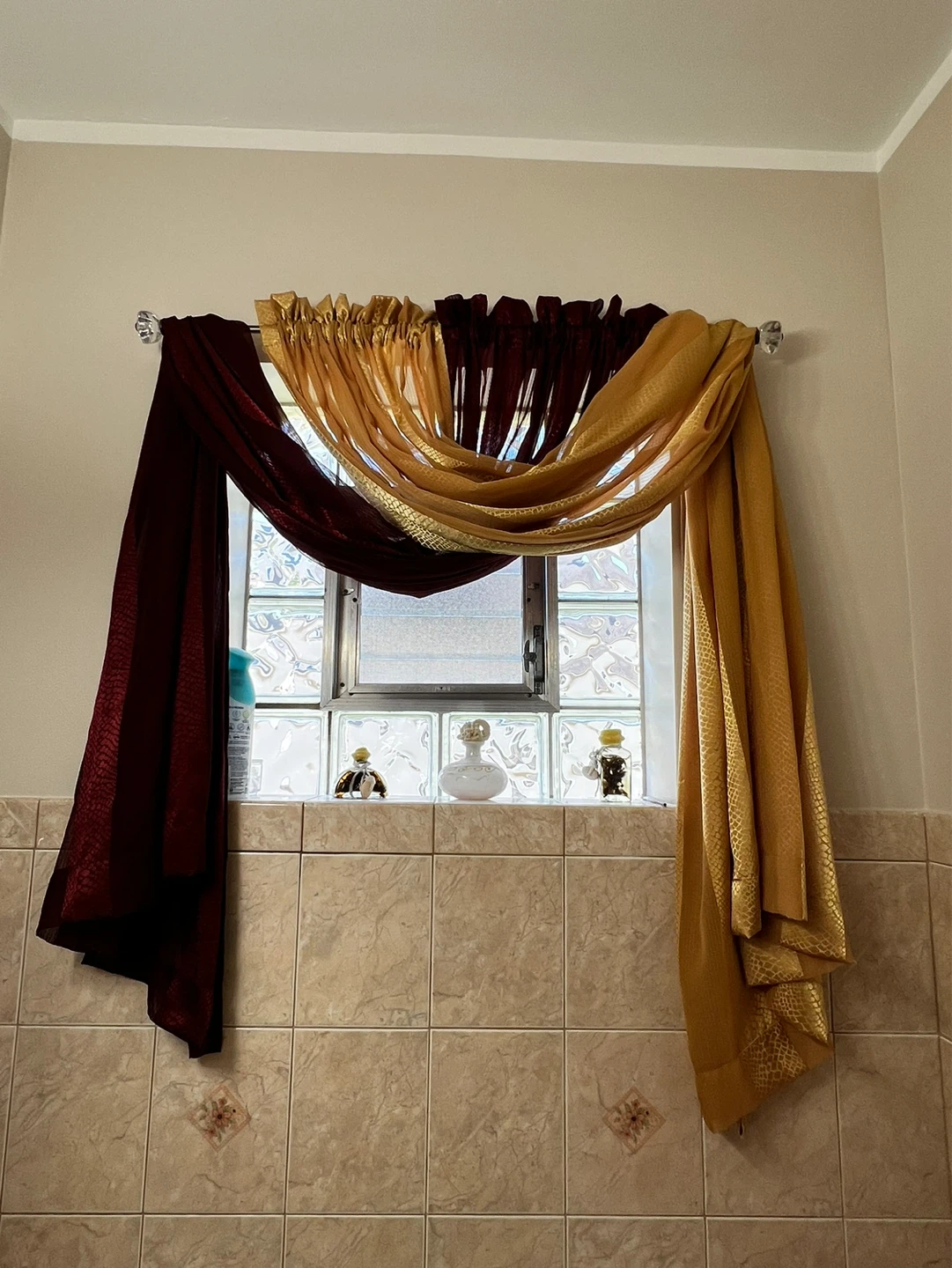 Textured Burgundy and Gold Window Valance
