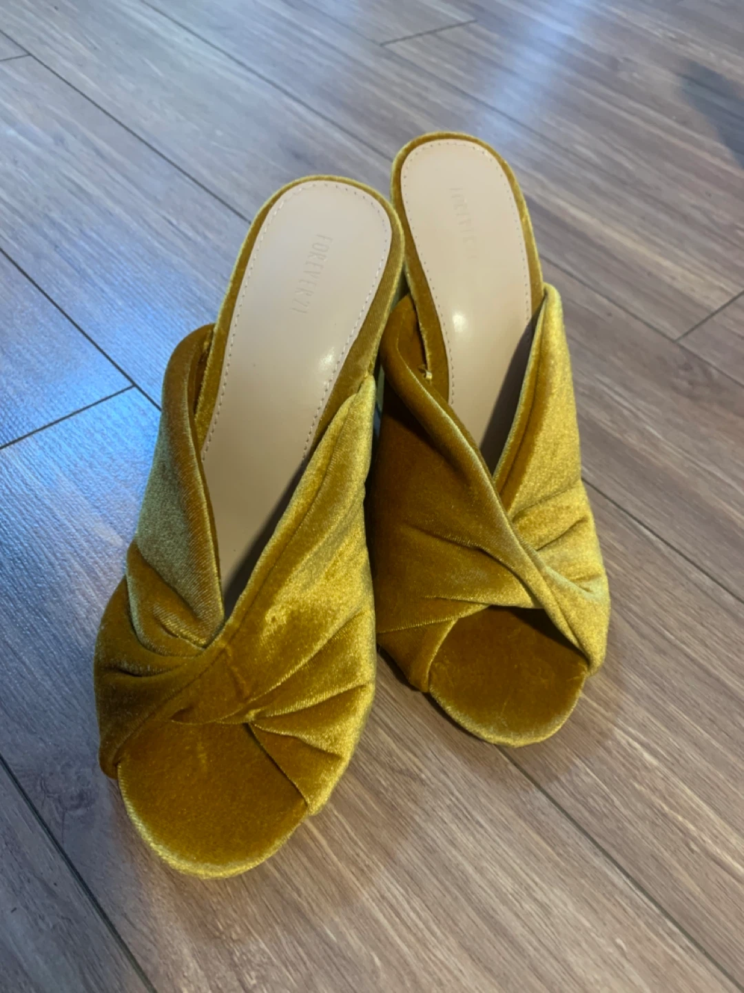 Forever 21 gold Velvet Mules