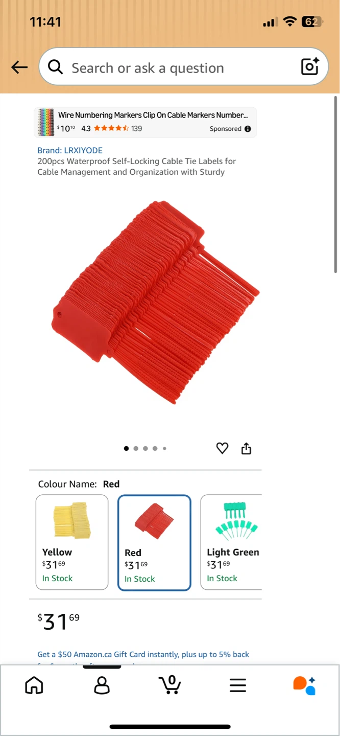 NEW! Red Waterproof Self Locking Cable Tie Labels - 120 pack