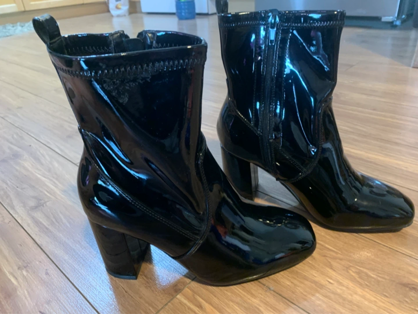 Black Patent Ankle Boots