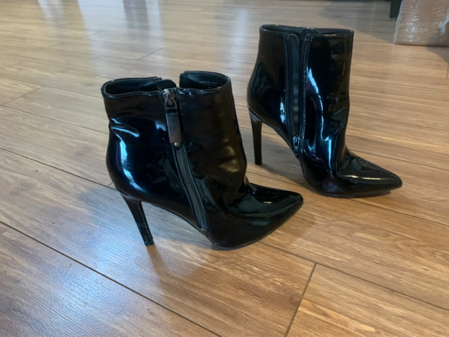 Black Patent Stiletto Ankle Boots