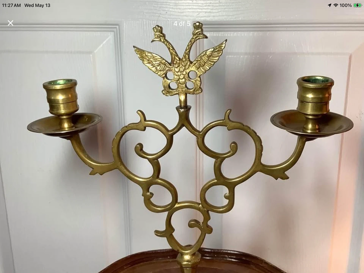 Classic Art Deco Style Brass Double Hd Candle Holder 🐞 - photo 4
