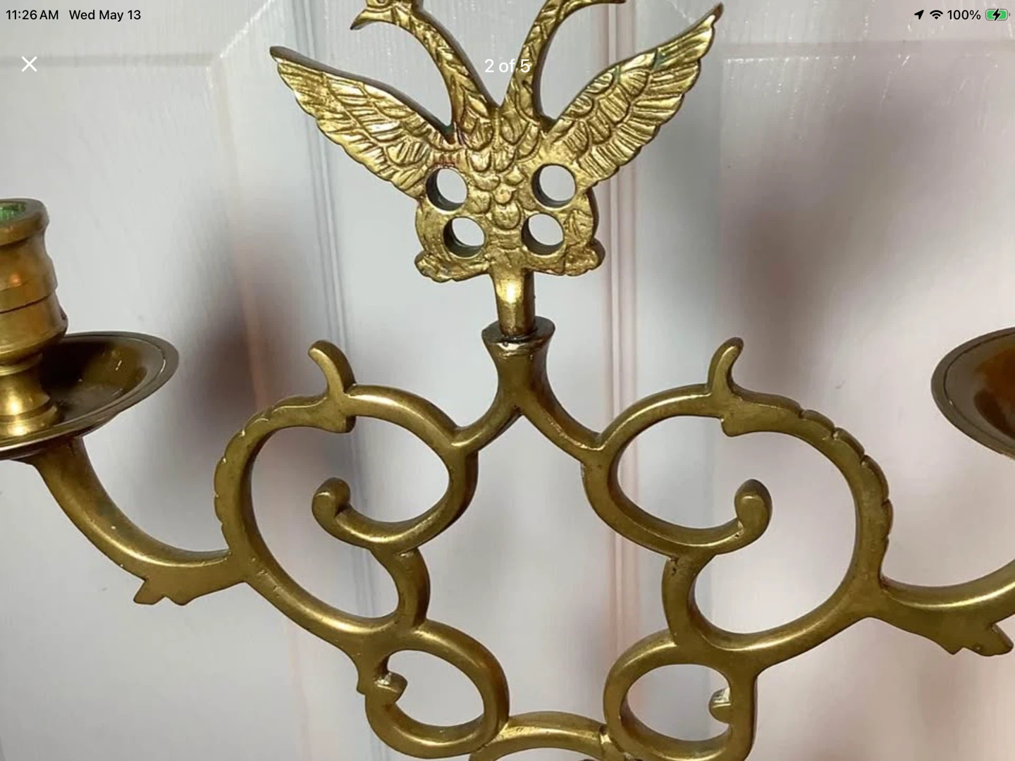 Classic Art Deco Style Brass Double Hd Candle Holder 🐞 - photo 2