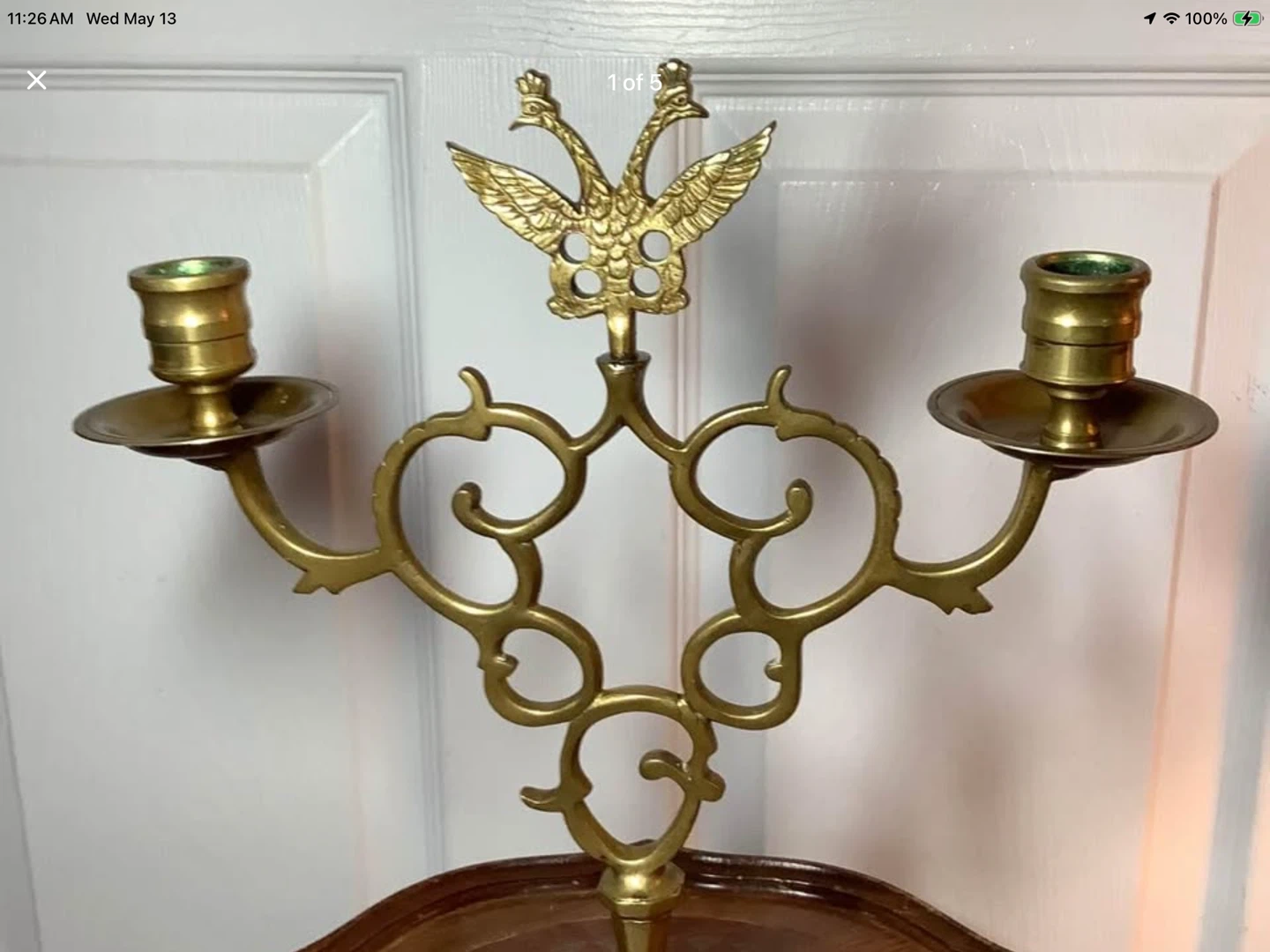 Classic Art Deco Style Brass Double Hd Candle Holder 🐞