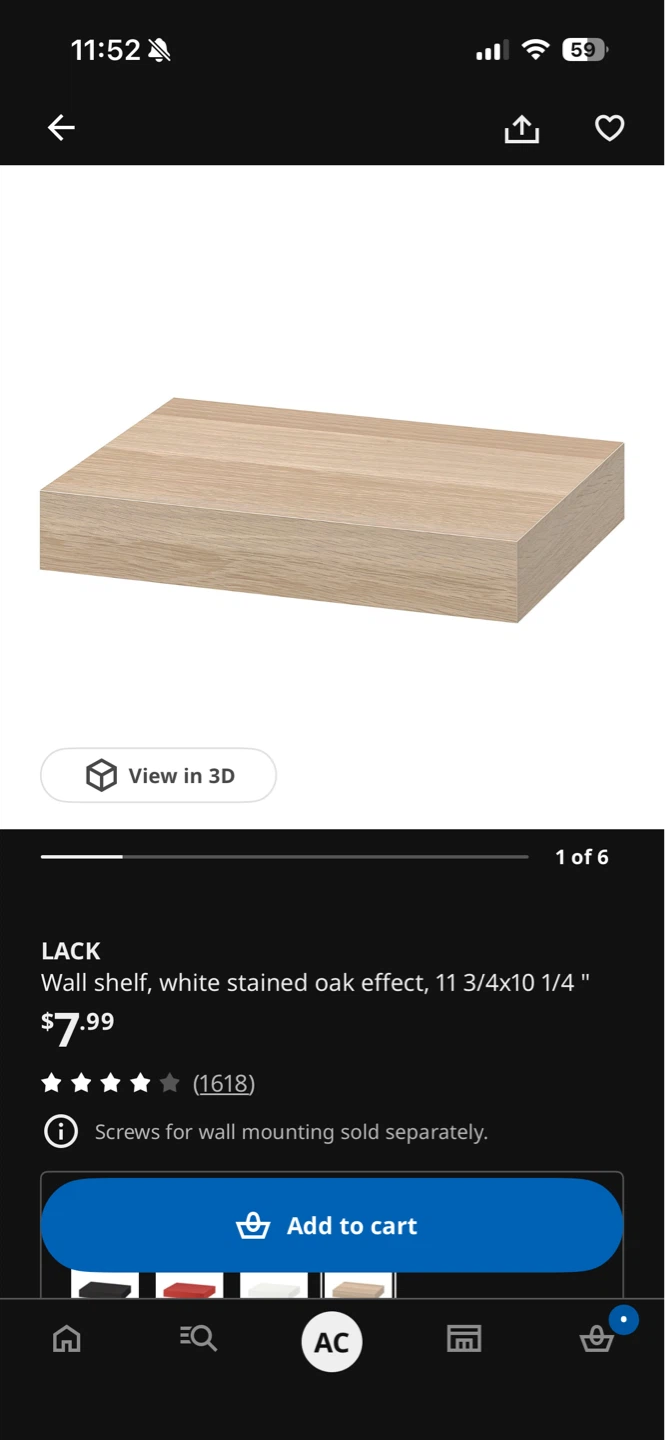 4 IKEA LACK Wall Shelf - Oak Effect, 11 3/4"x10 1/4"