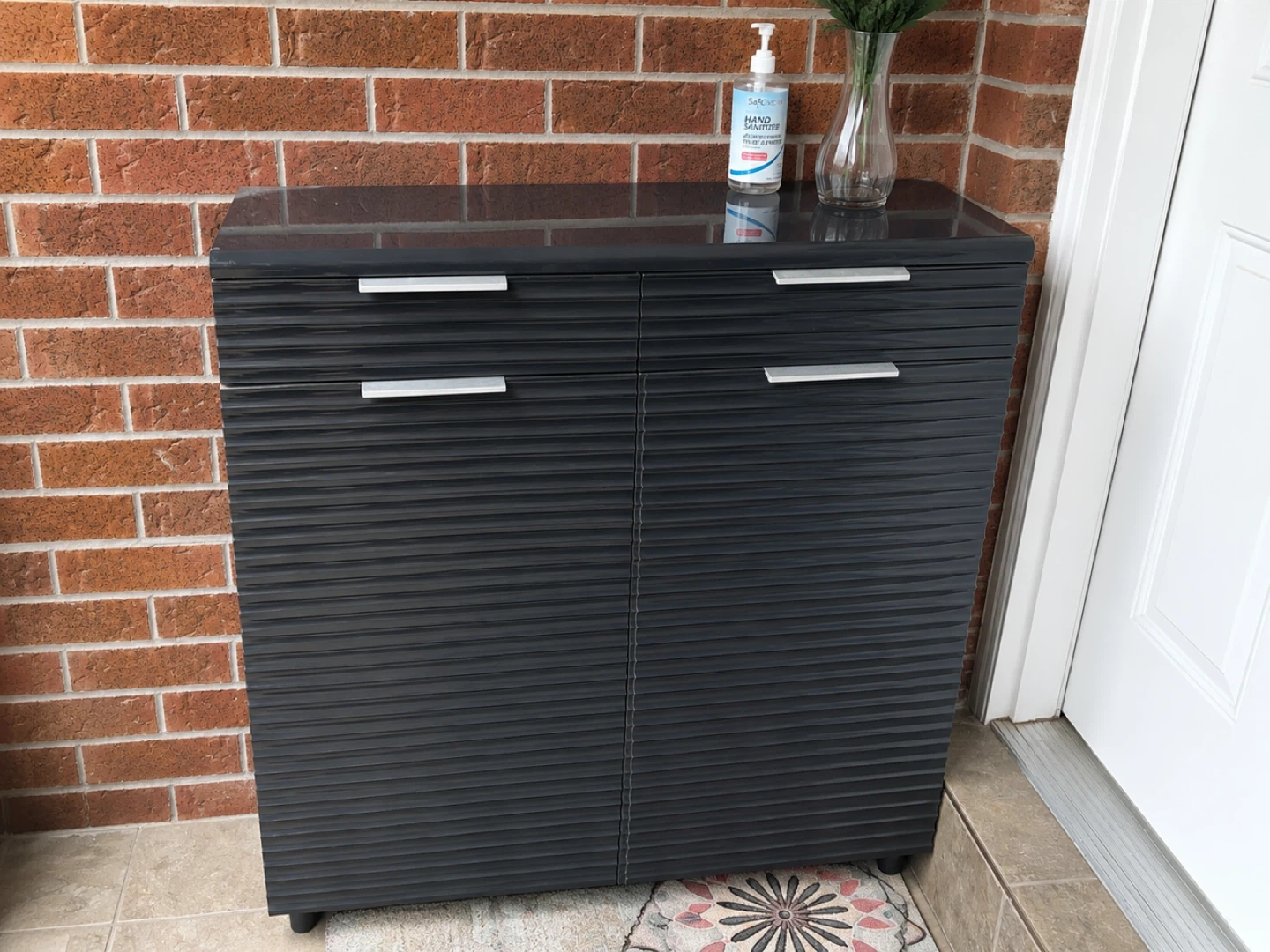 Grey Cabinet with Doors and Drawers