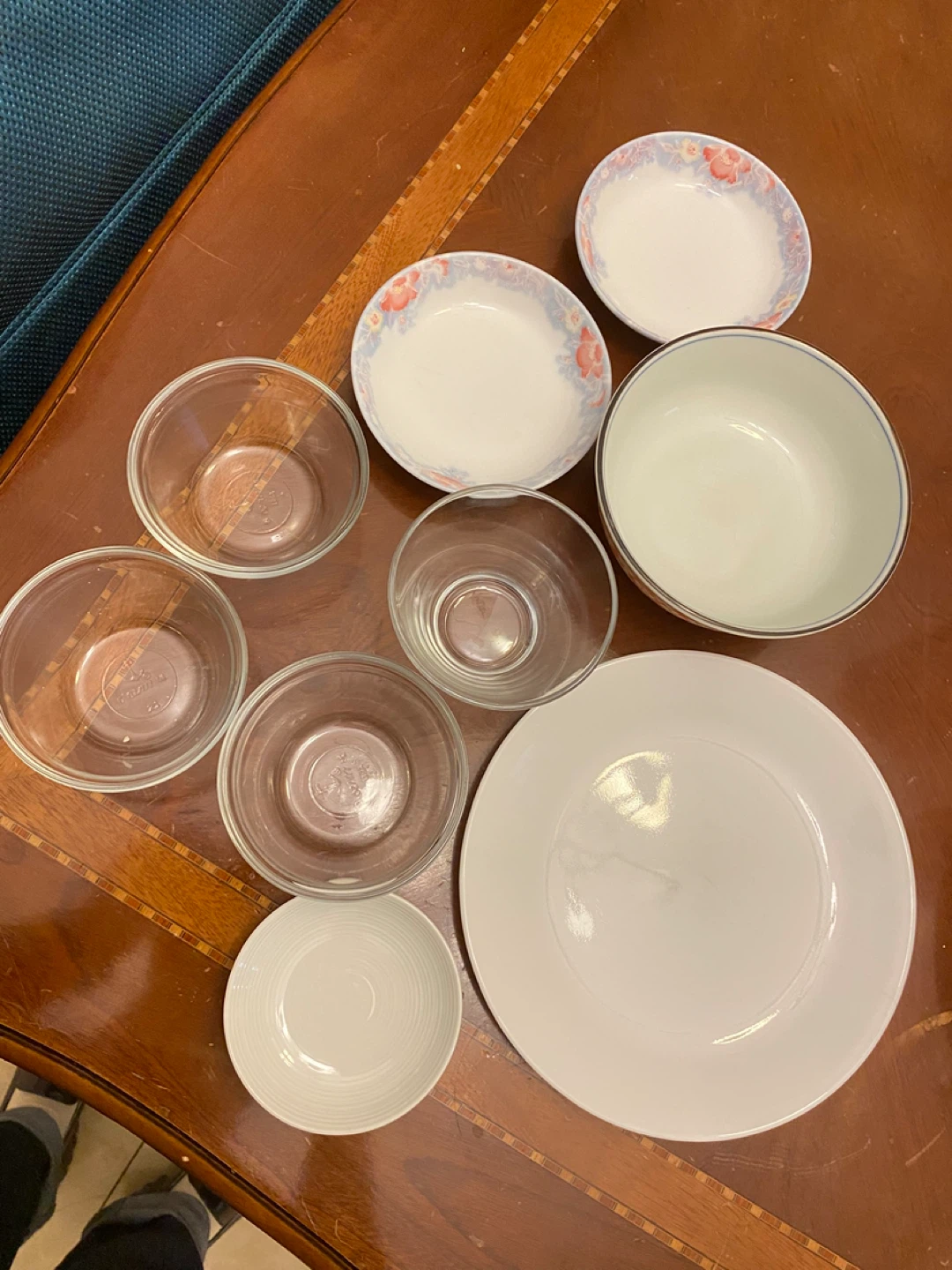 Set of Glass Bowls and Ceramic Plates