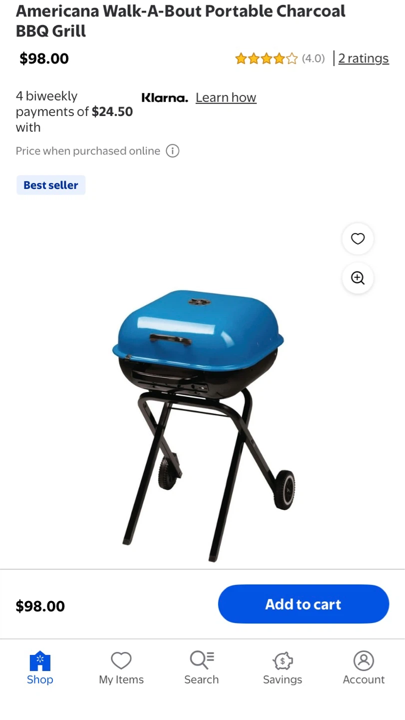 Americana Walk-A-Bout Portable Charcoal BBQ Grill - photo 3