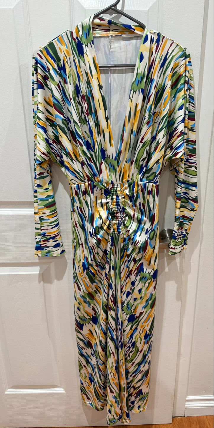 Women's Maxi Dress, Multicoloured Abstract