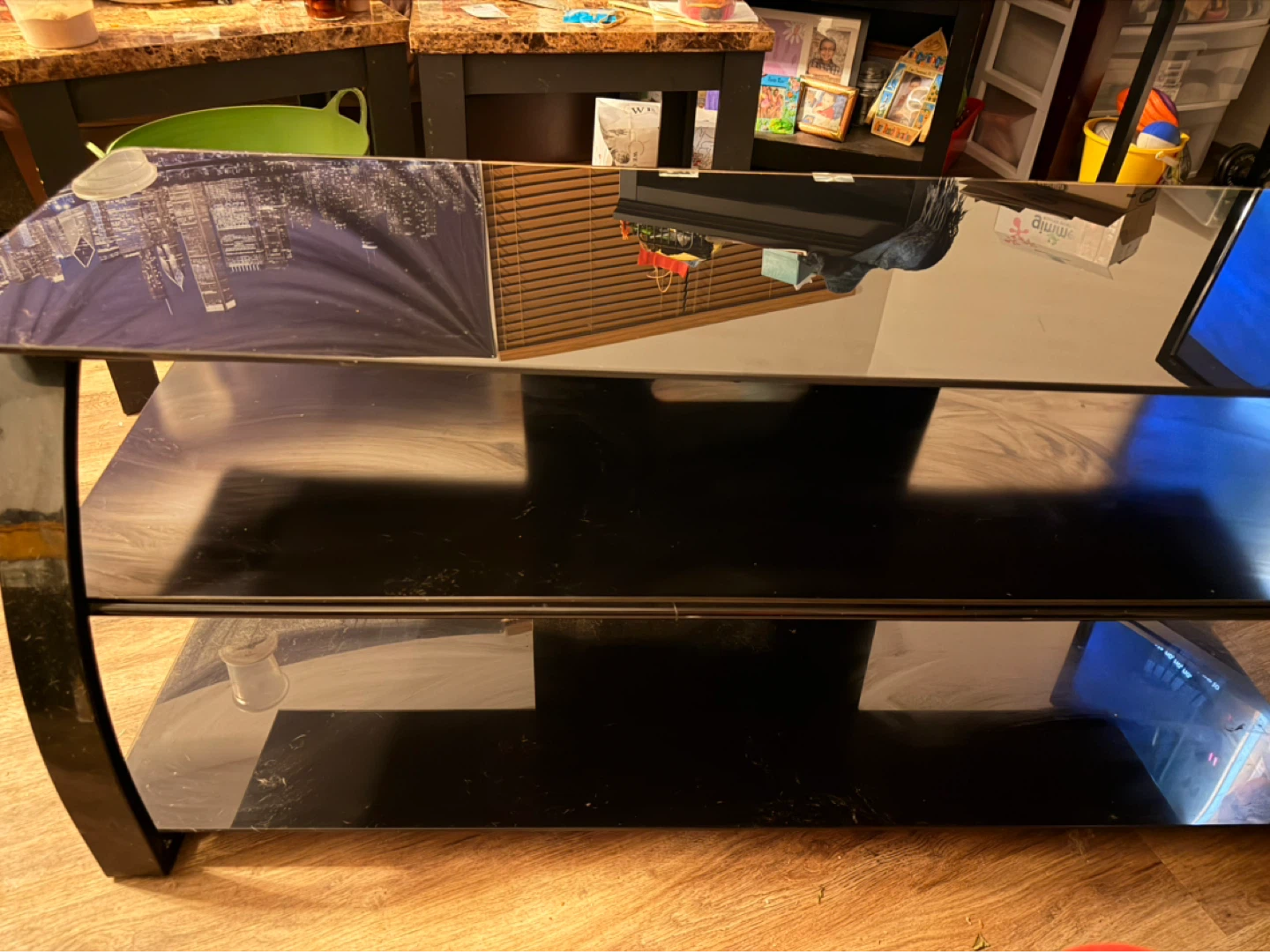 Black 2-Tier TV Stand - photo 2