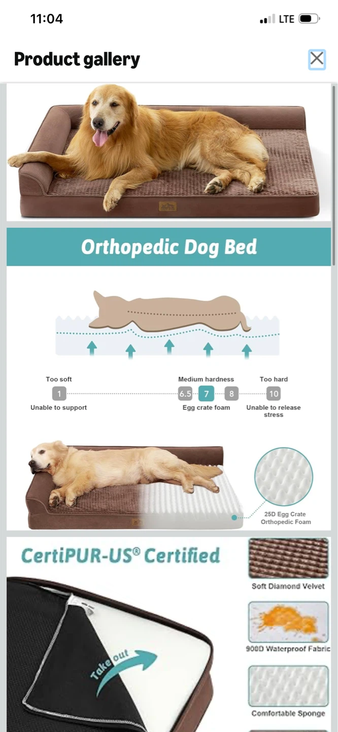 Orthopedic Dog Bed - Brown - photo 2