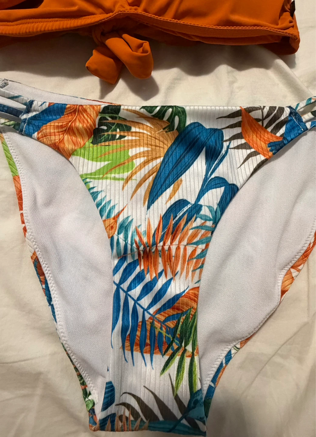 Orange and Tropical Print Bikini Set - photo 4