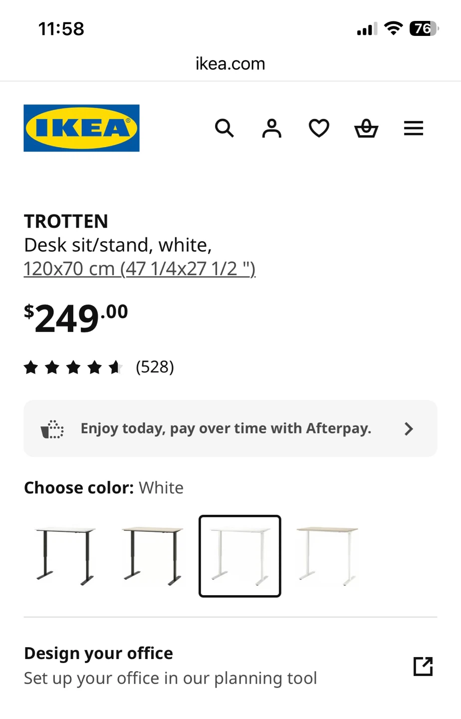 IKEA TROTTEN Sit/Stand Desk Frame 120x70 cm White - photo 3