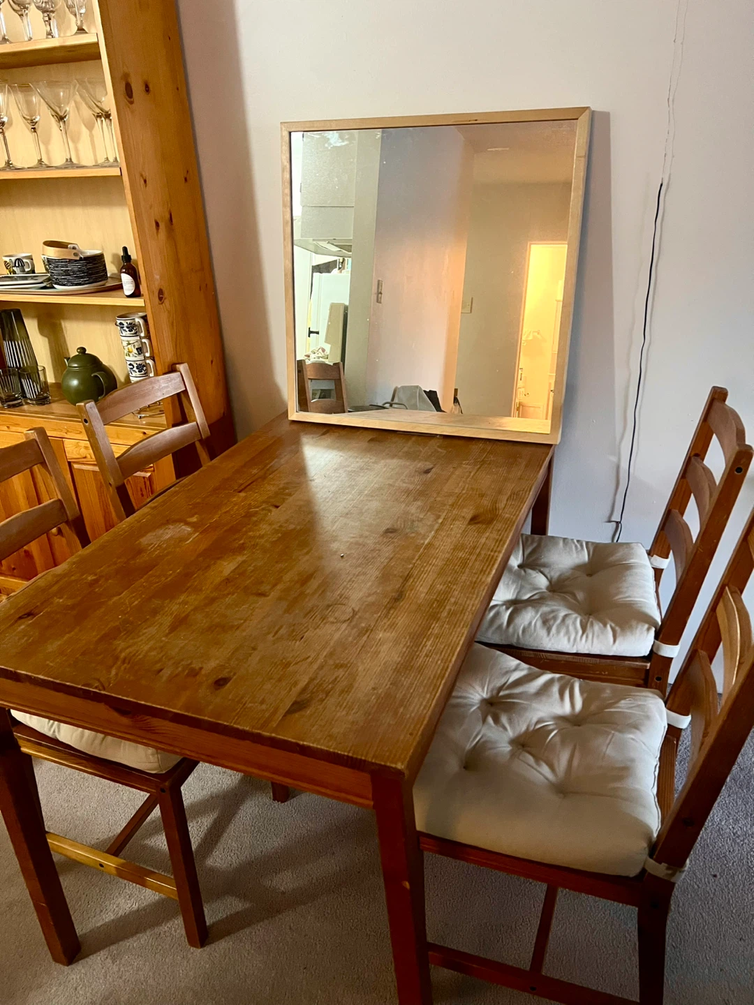Wooden Dining Table with 4 Chairs