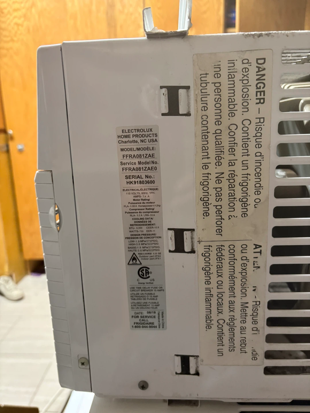 Electrolux Window Air Conditioner FFRA081ZA1