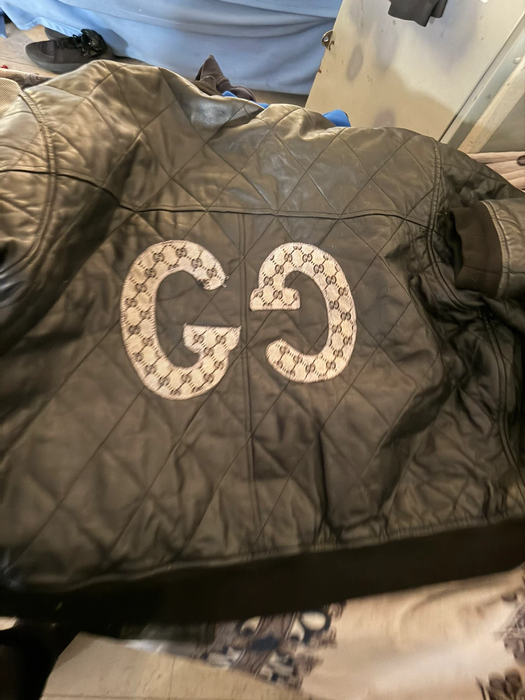 Gucci Black Leather Quilted Jacket