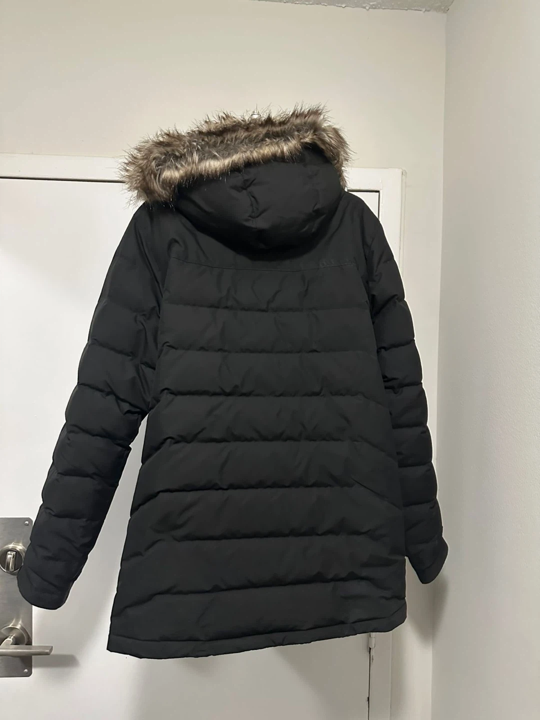 Eddie Bauer Men's Black Down Parka Jacket with Fur Trim Hood - photo 2
