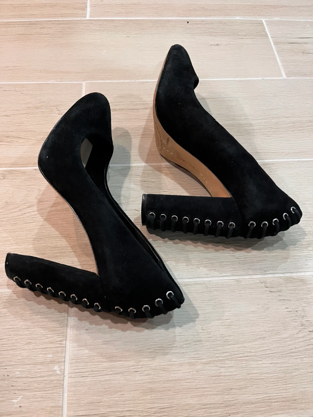 NEW Size 8 Shoes Vince Camuto Black Suede Lace-Up 4” Block Heels
