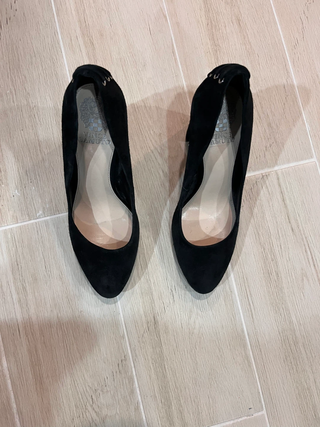 NEW Size 8 Shoes Vince Camuto Black Suede Lace-Up 4” Block Heels - photo 5