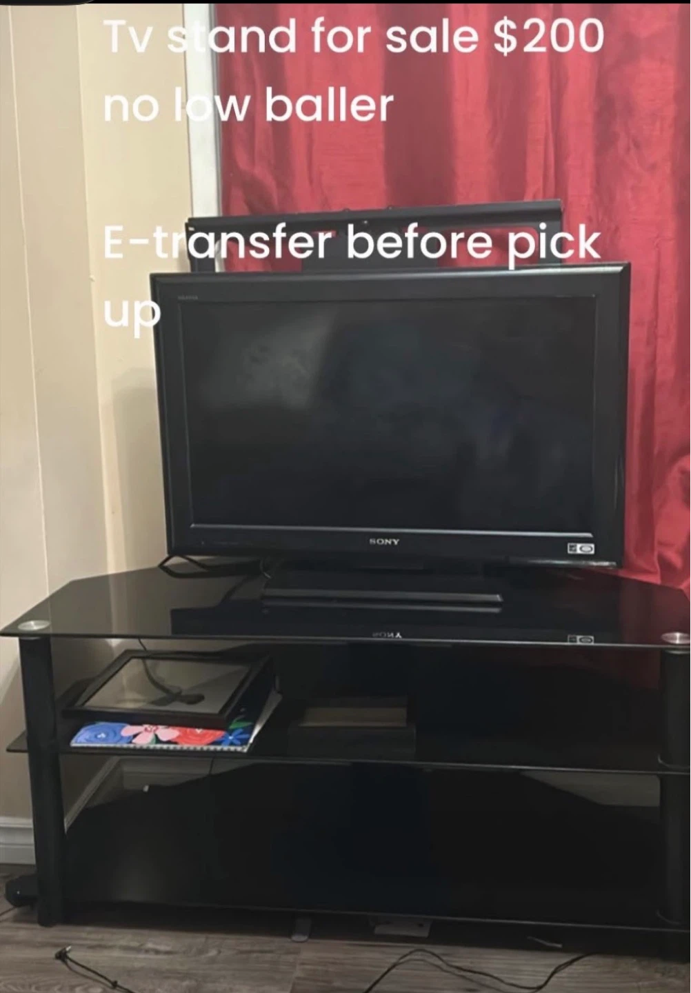 Black glass TV stand