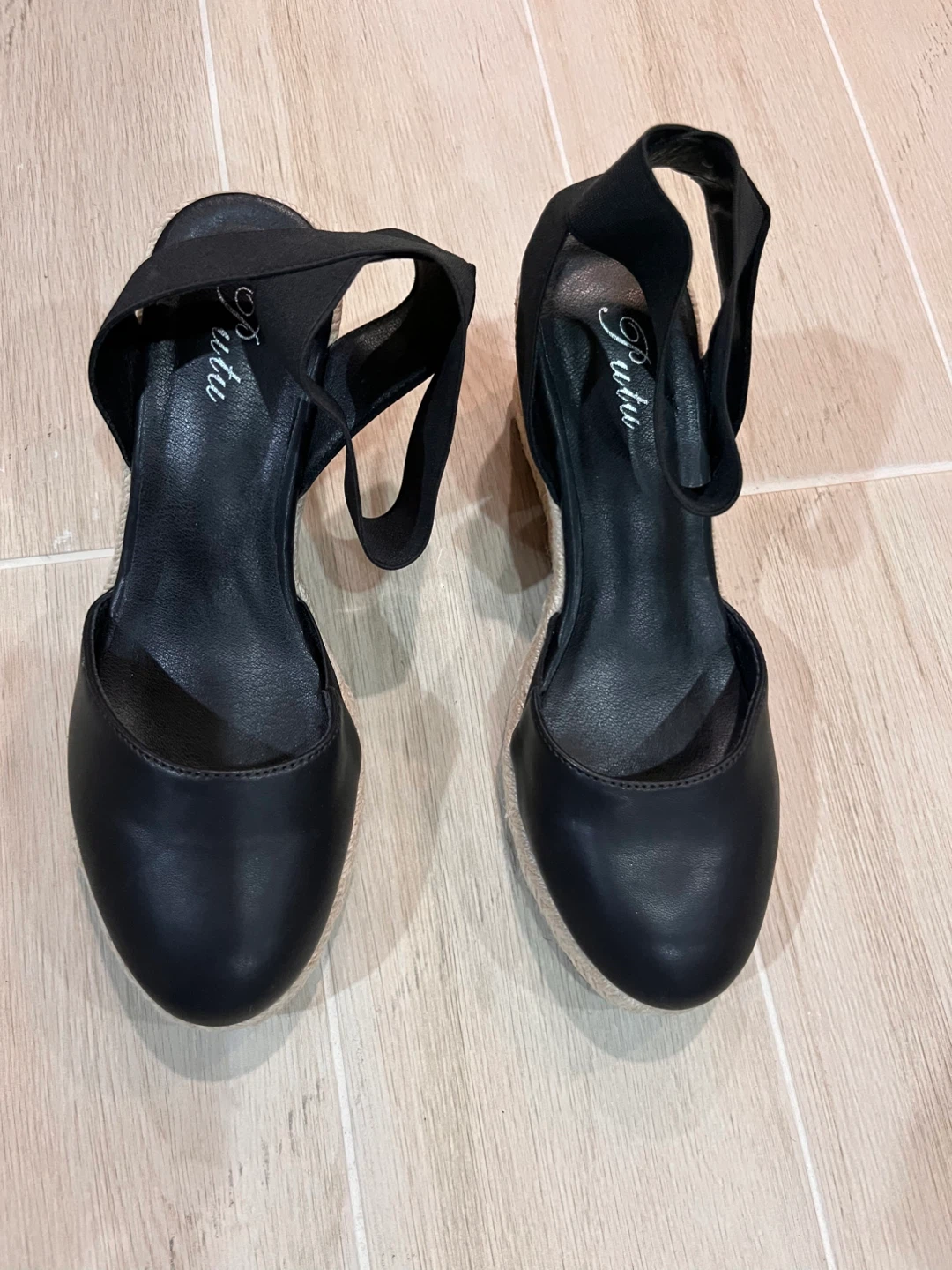 NEW Size 8.5 Putu Black Espadrille Wedge Sandals - photo 2