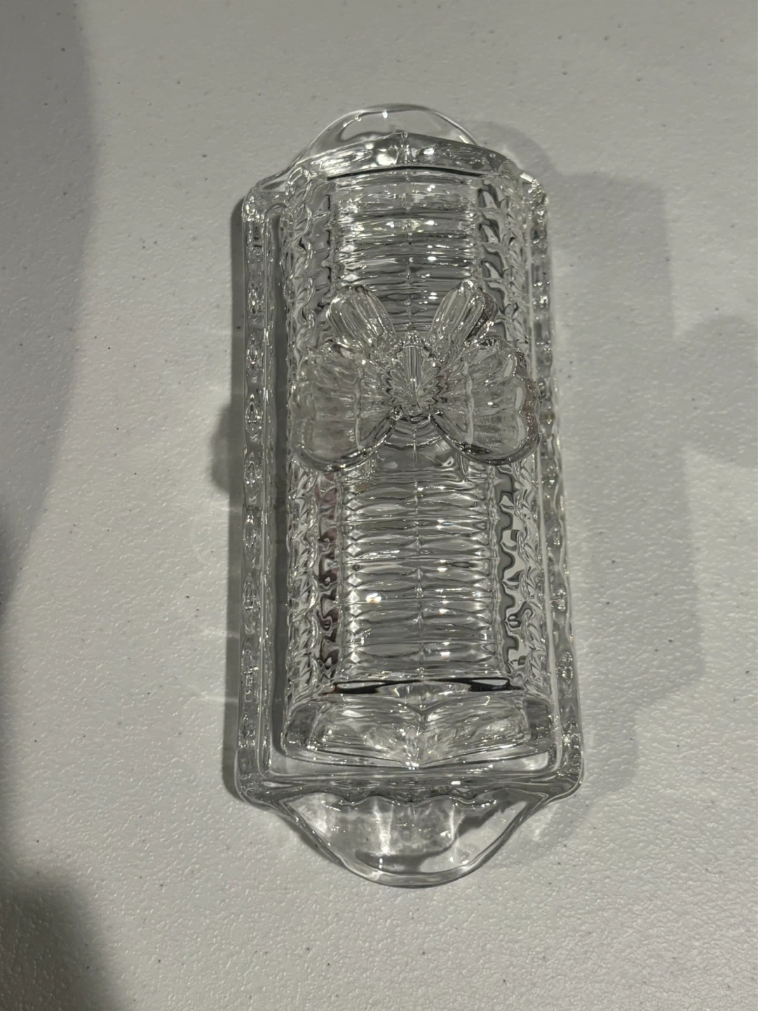 Crystal glass butter dish - photo 2
