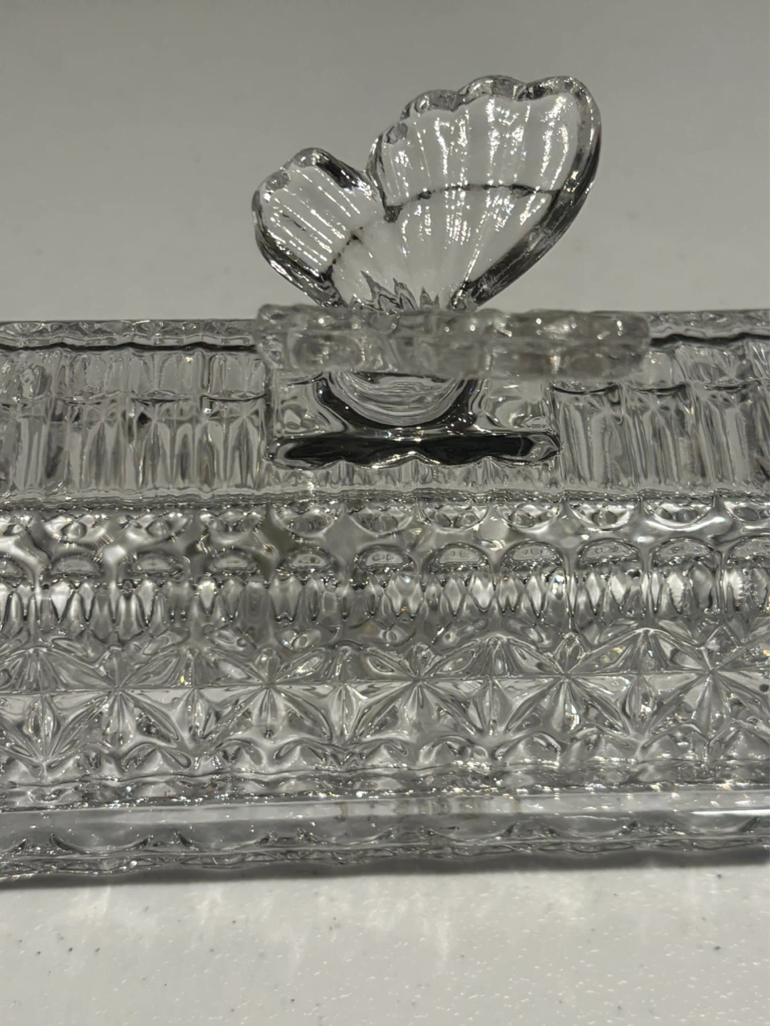 Crystal glass butter dish - photo 3