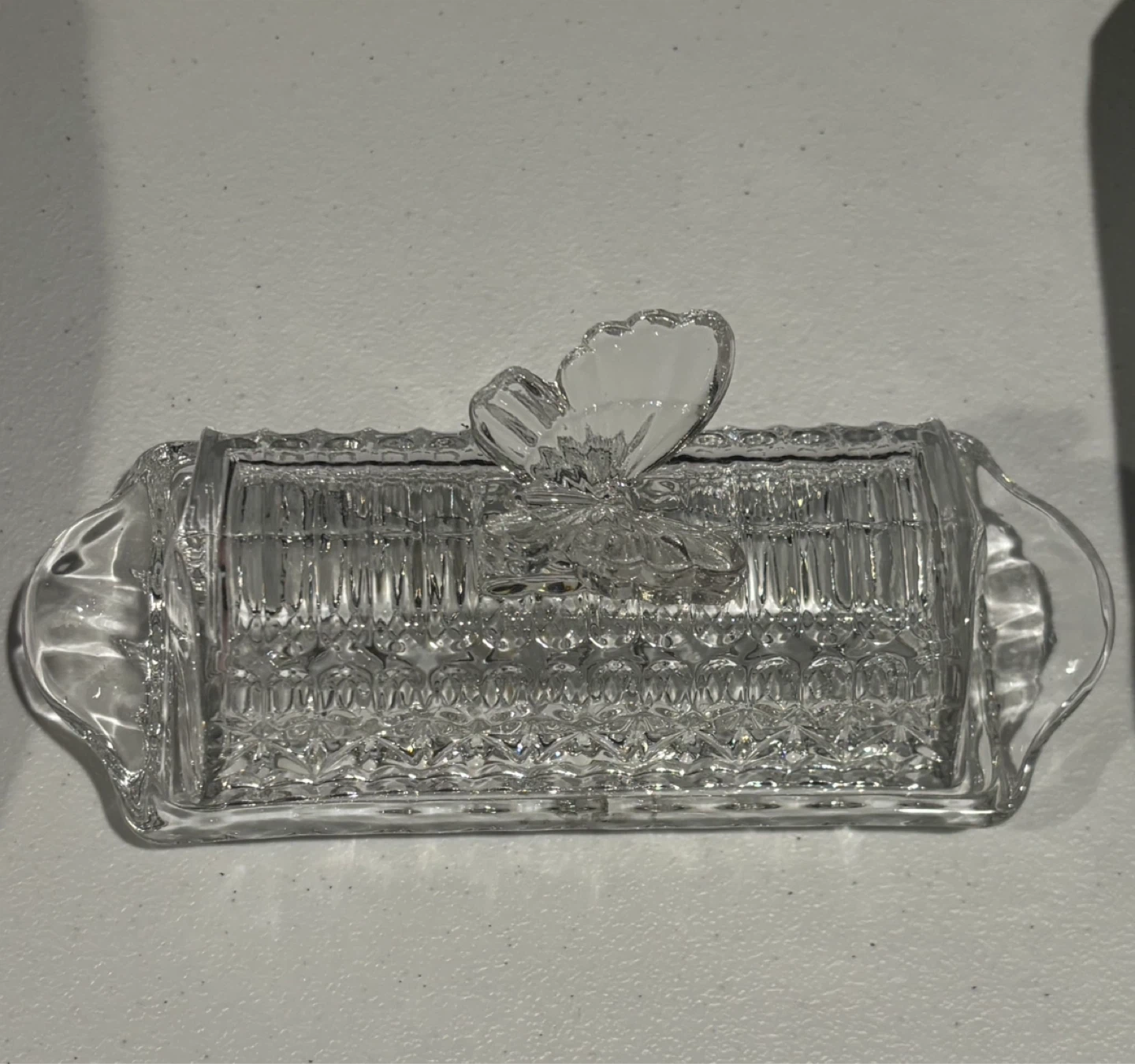 Crystal glass butter dish